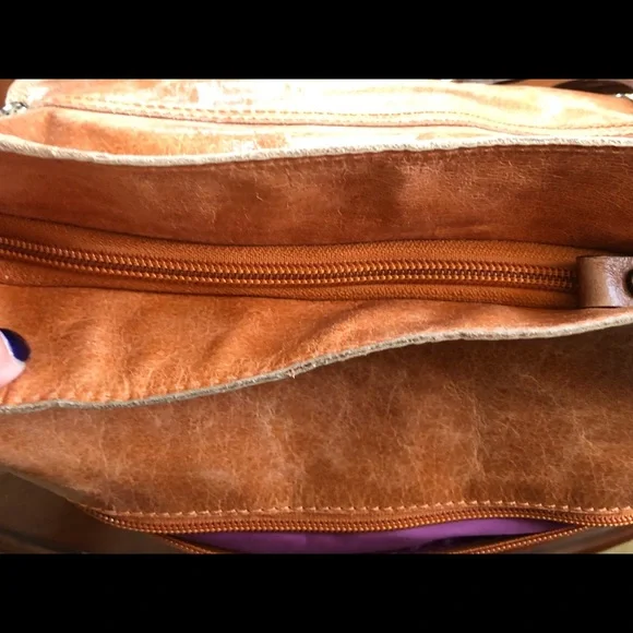 Tano Orange Distressed Glazed Leather Bucket Bag - Picture 10 of 16